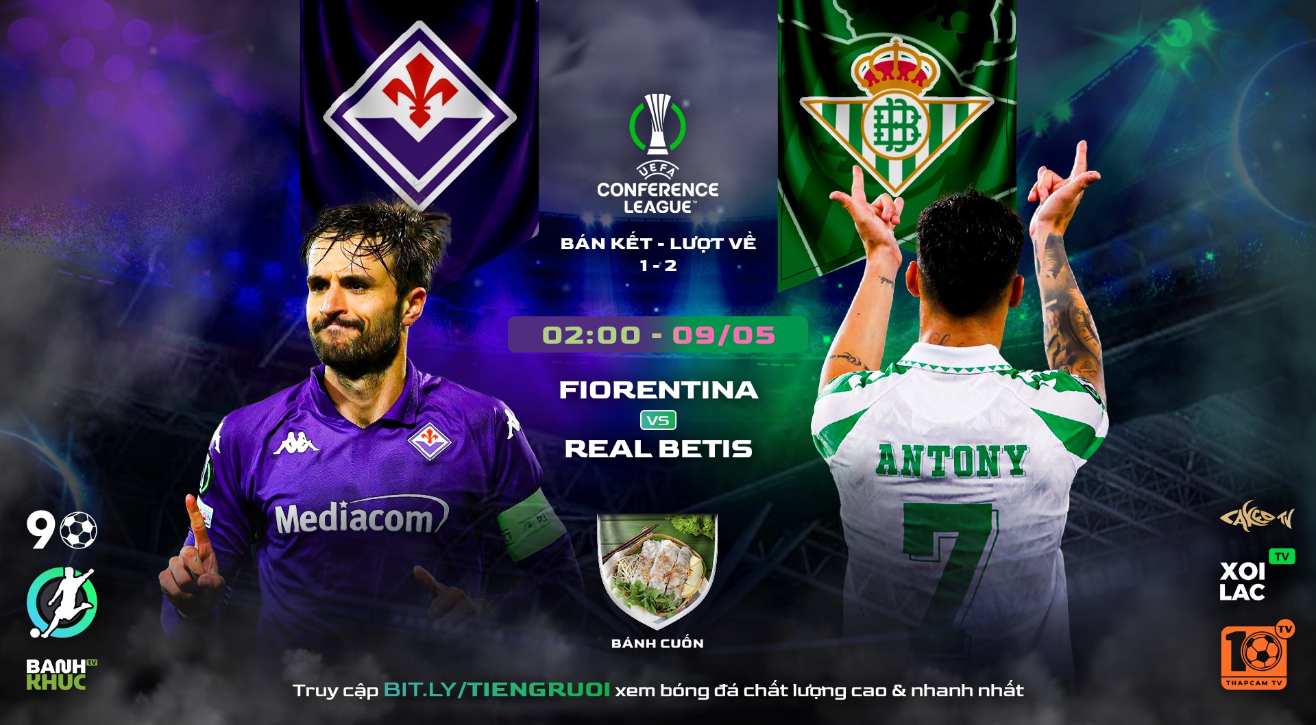 Highlight Fiorentina vs Real Betis | BLV Bánh Cuốn | 09.05.25
