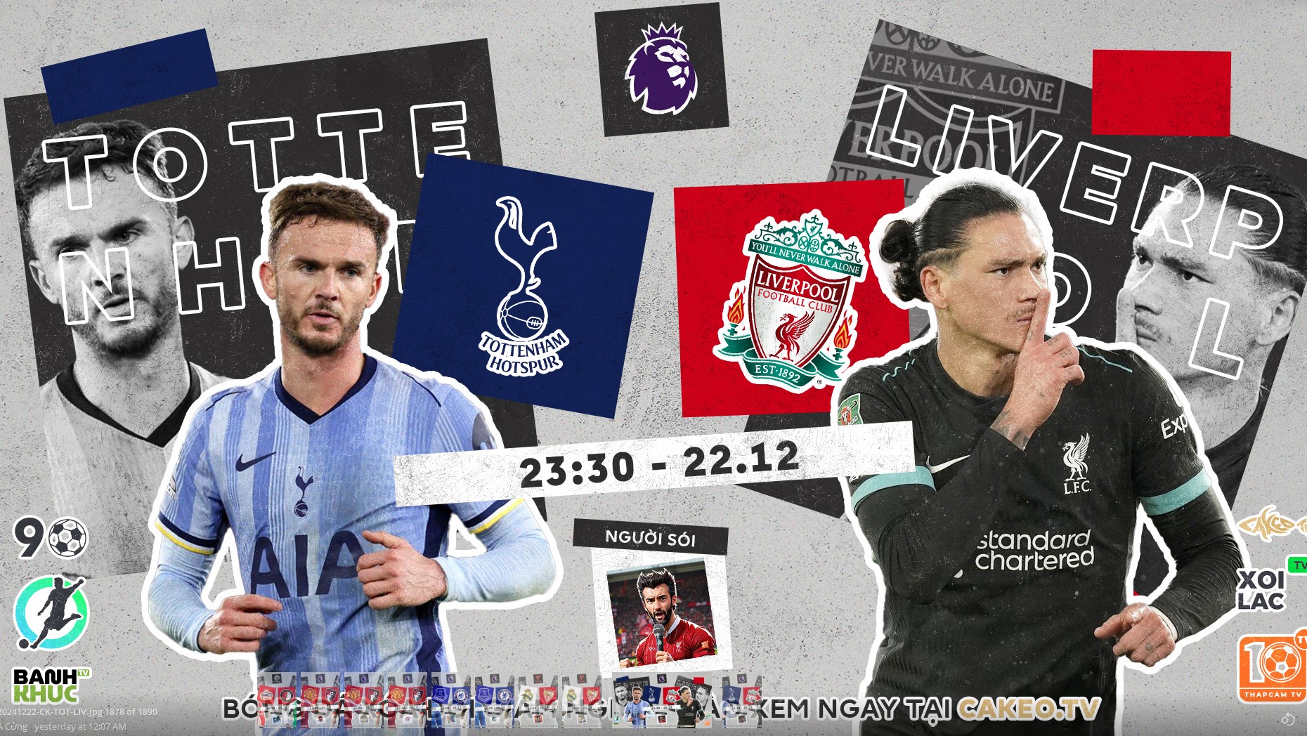 Fullmatch Tottenham vs Liverpool | BLV Người Sói | 23.12.24