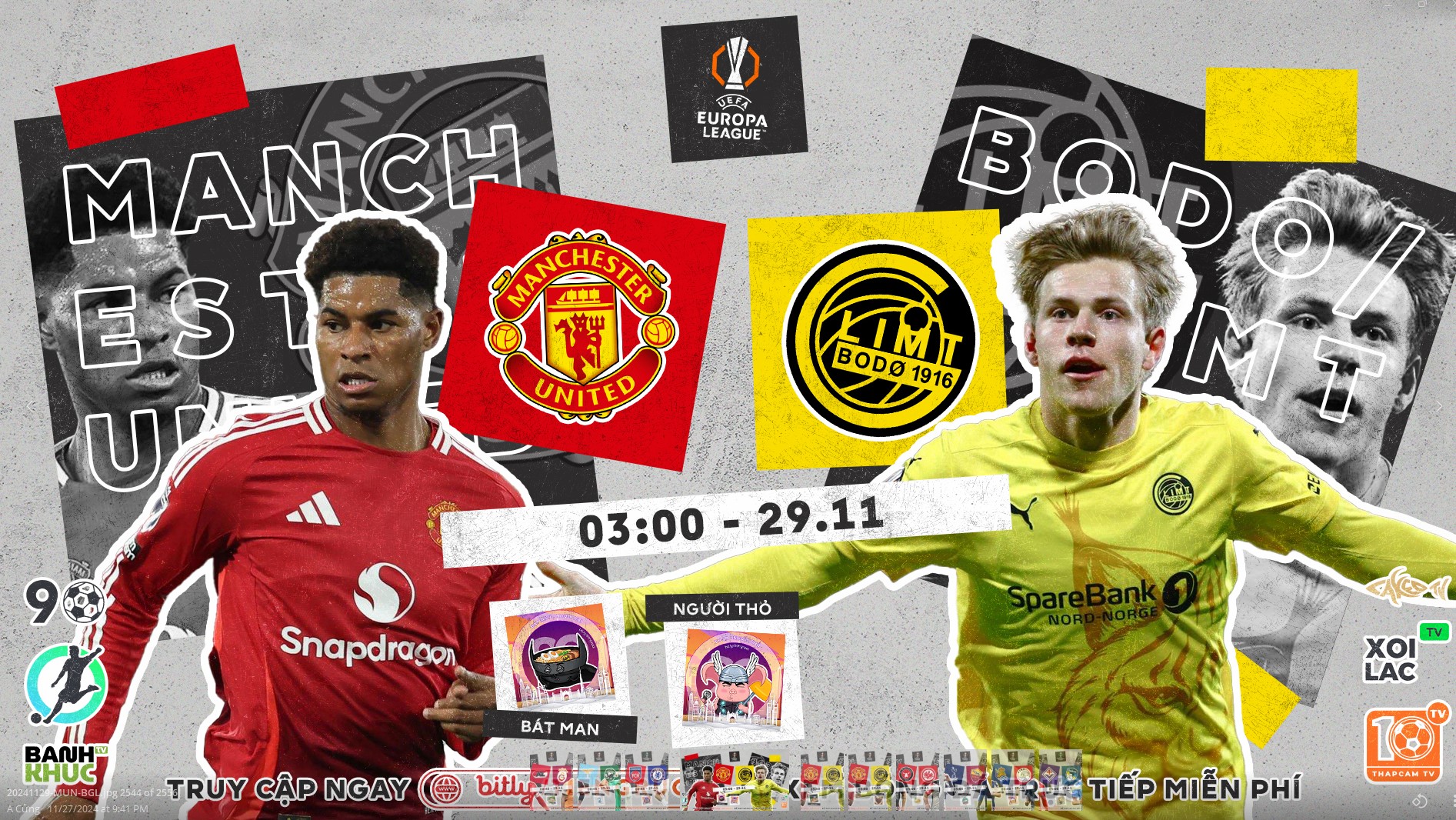 Full match Manchester United vs Bodo Glimt | BLV Bat Man Ft Người Thỏ | 29.11.24